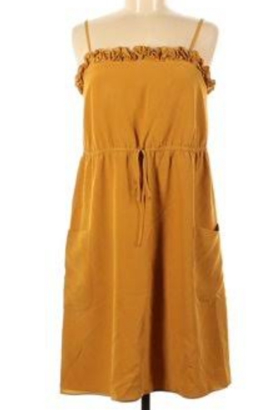 Marc by marc jacobs yellow Mustard Silk ruffle mini dress Size 8 - Picture 4 of 14